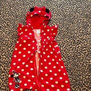 Disney Girls Size 9/10 Red White Polka Dot Minnie Mouse Hooded Swim Coverup